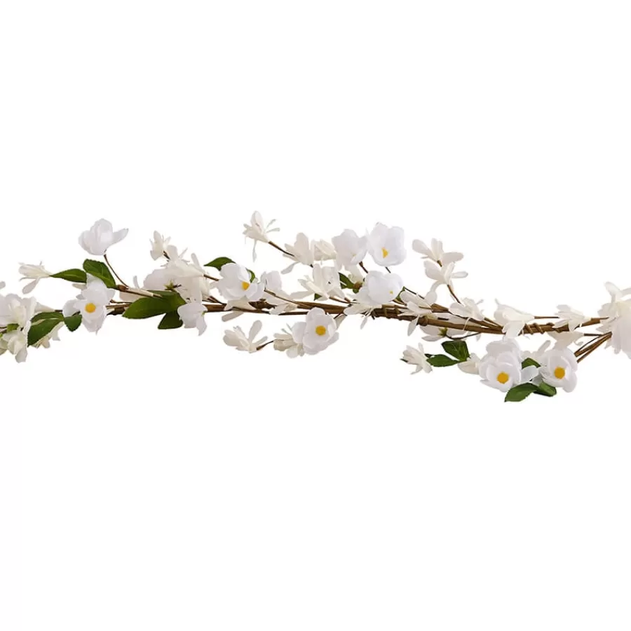 Γιρλάντα τεχνητή με λευκά λουλουδάκια