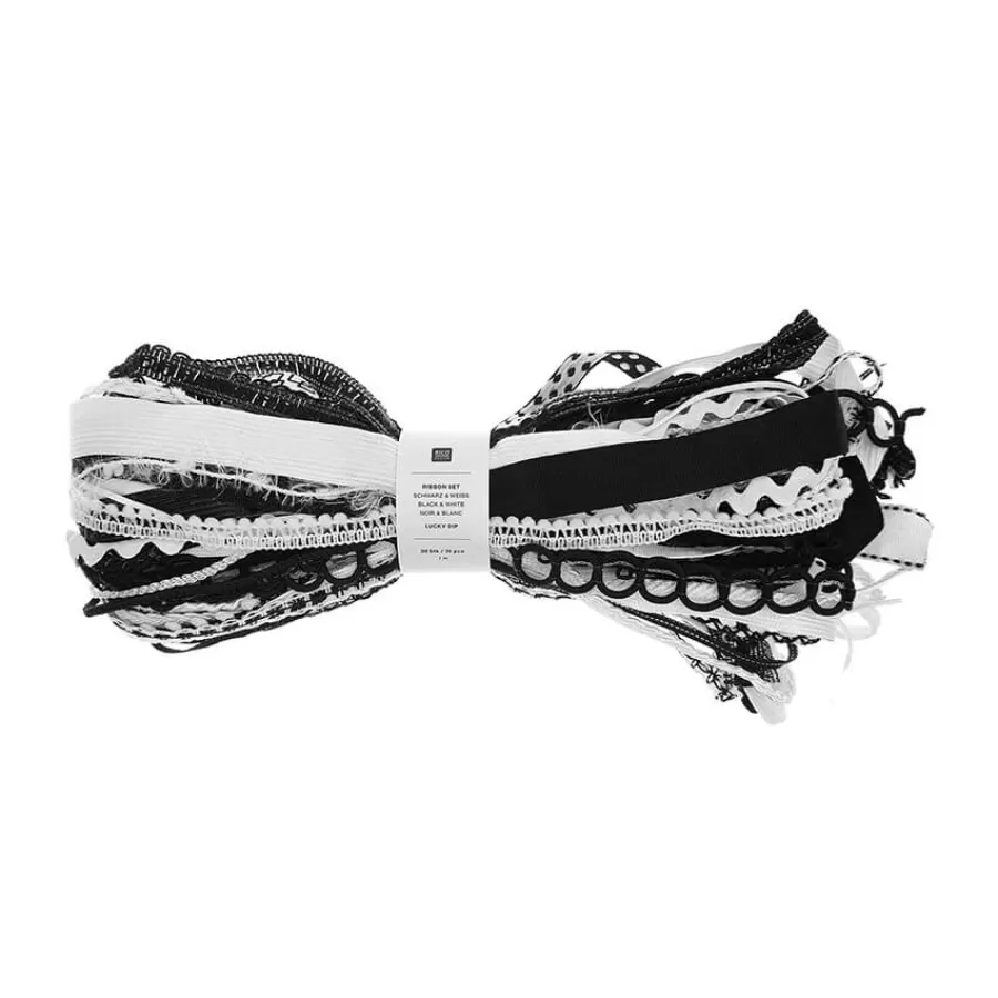 Σετ κορδέλες μαύρες & λευκές - 30τμχ.