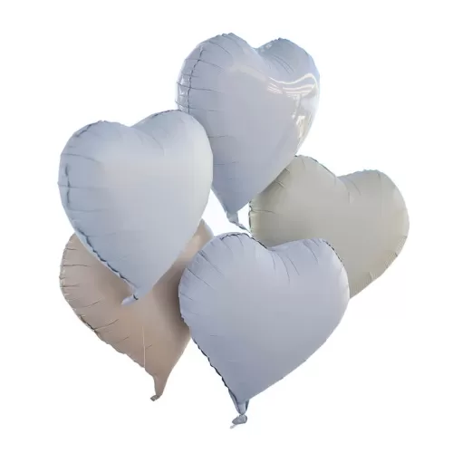 Μπαλόνια καρδιές nude/λευκές/γκρι/κρεμ - 5τμχ.