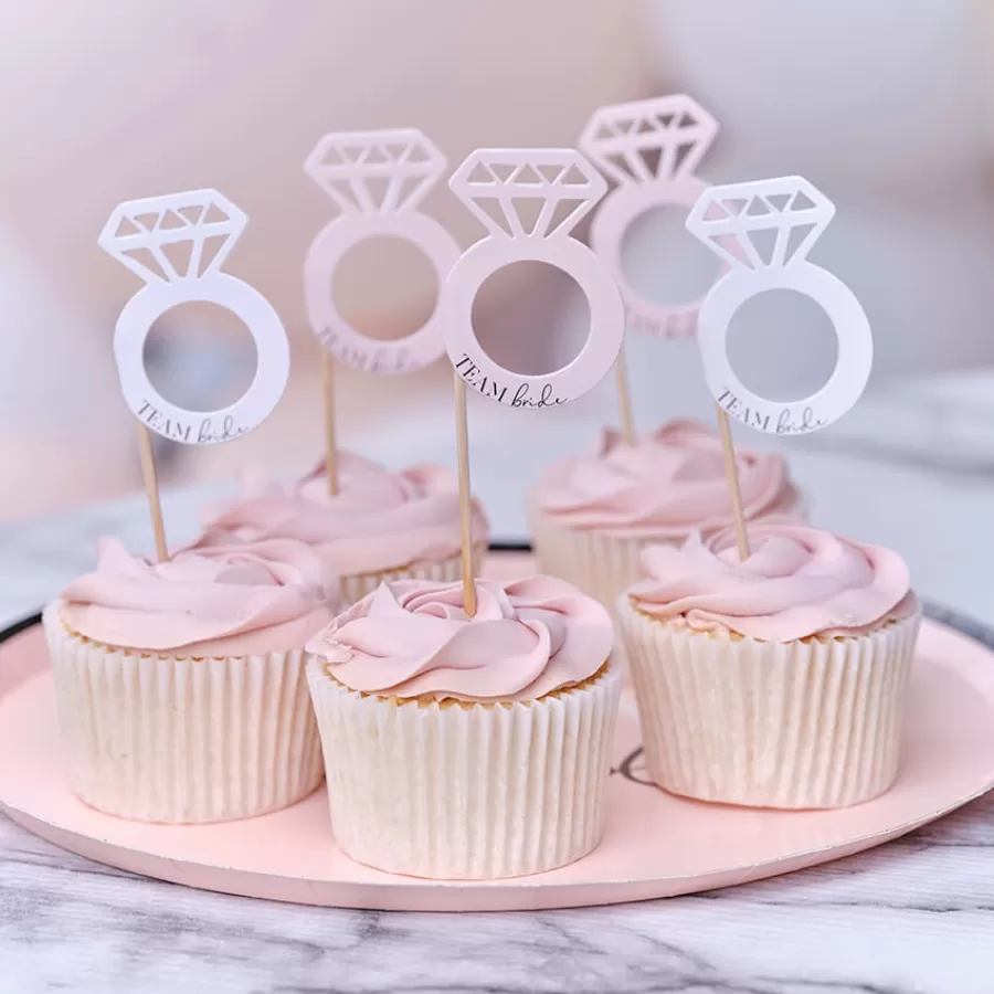 Διακοσμητικά για cupcakes Μονόπετρο ροζ & λευκό 