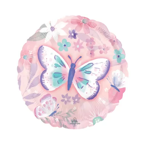 Μπαλόνι Πεταλούδες στρογγυλό ροζ