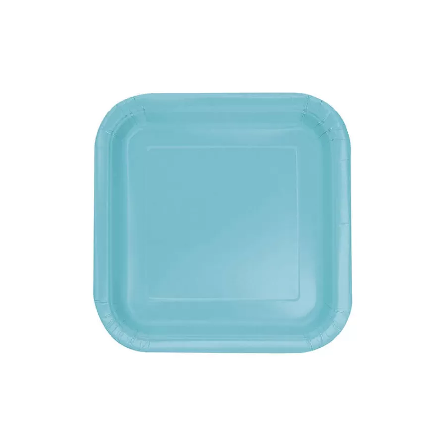 Χάρτινα πιάτα γλυκού τετράγωνα τυρκουάζ ανοιχτό - 16τμχ.