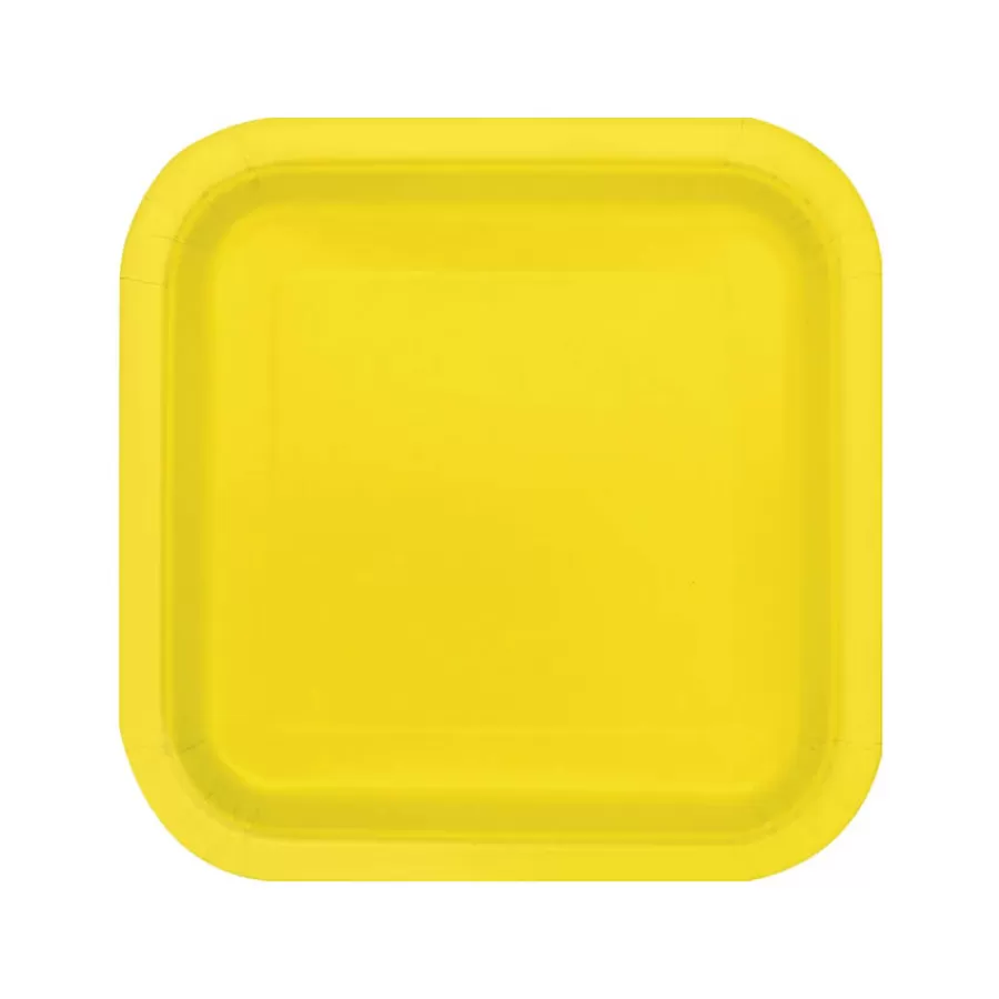Χάρτινα πιάτα τετράγωνα κίτρινα - 14τμχ.