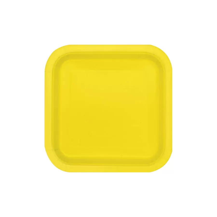 Χάρτινα πιάτα γλυκού τετράγωνα κίτρινα - 16τμχ.