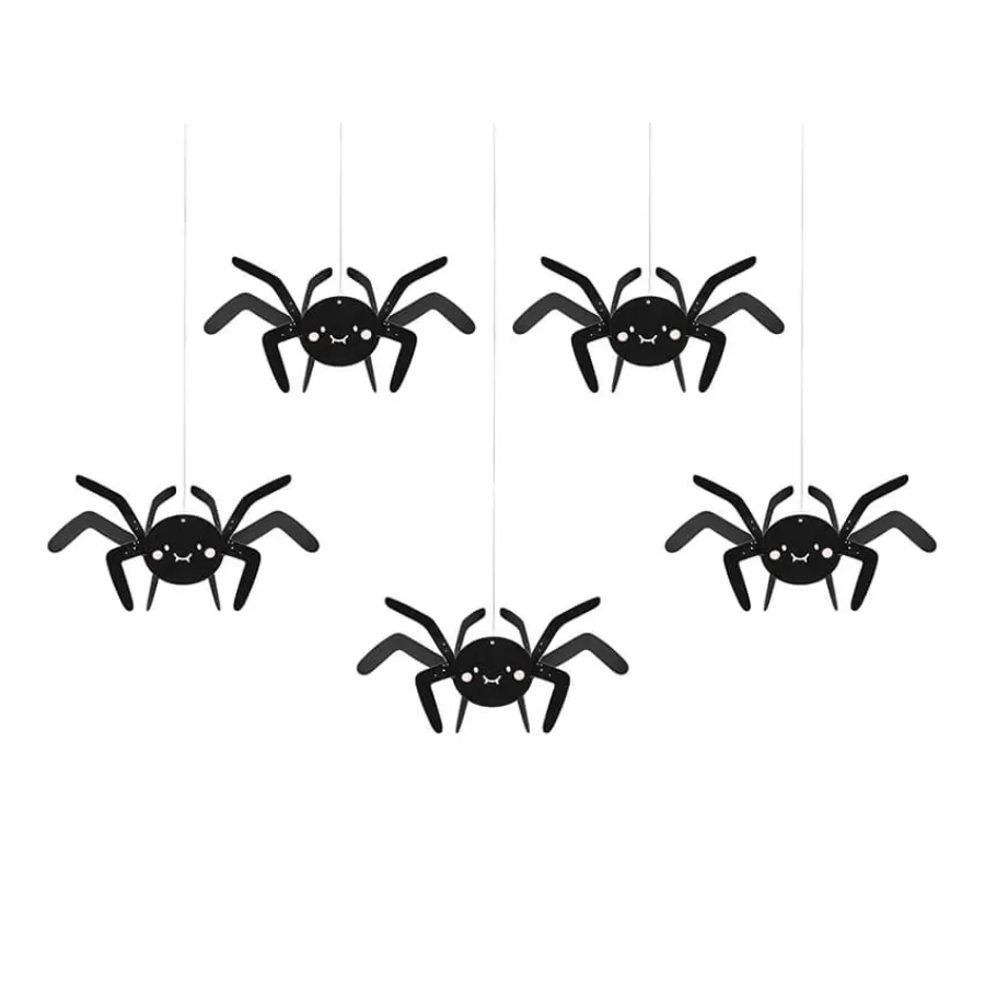 Αράχνες μαύρες κρεμαστές διακοσμητικές - 5τμχ.