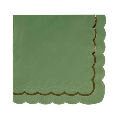 Χαρτοπετσέτες πράσινο ανοιχτό με χρυσή λεπτομέρεια - 16τμχ.
