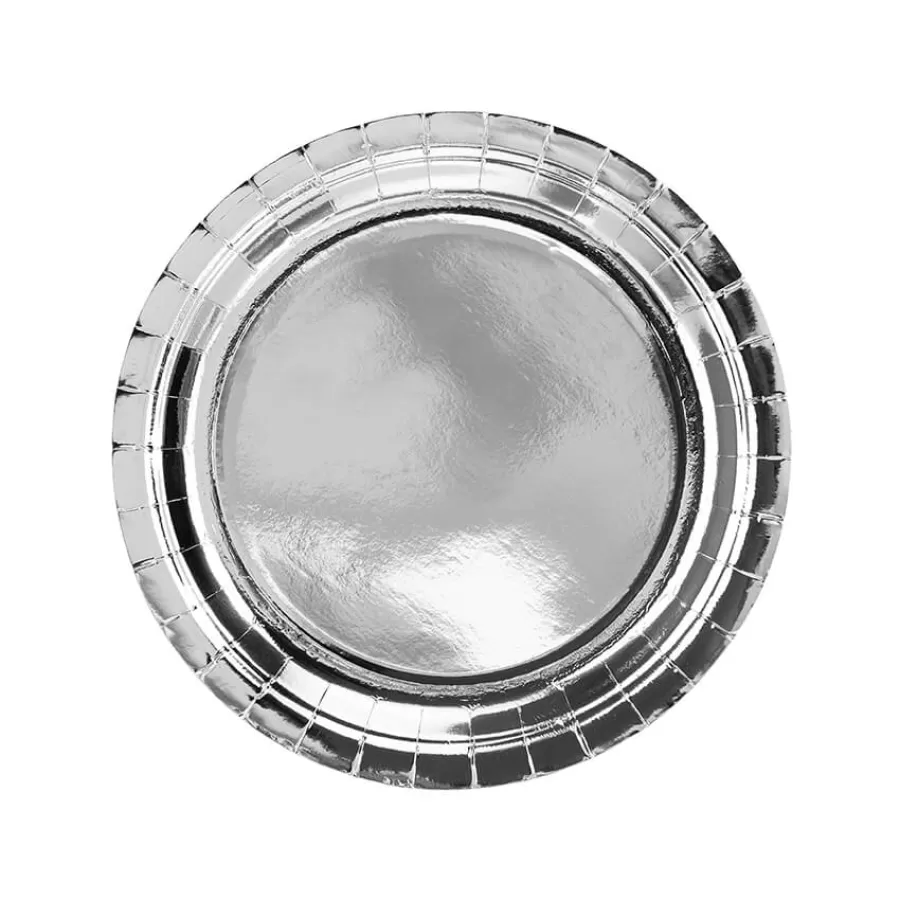 Χάρτινα πιάτα στρογγυλά ασημί - 6τμχ. Χάρτινα πιάτα στρογγυλά ασημί - 6τμχ.