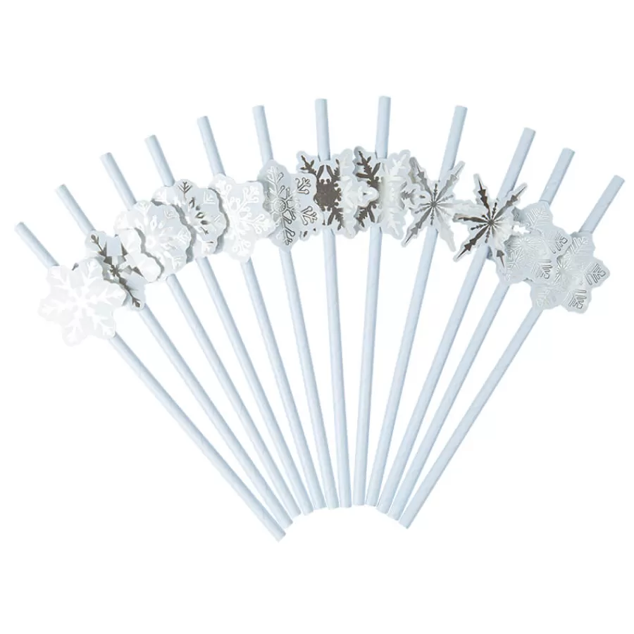 Χάρτινα καλαμάκια Χιονονιφάδα - 12τμχ.