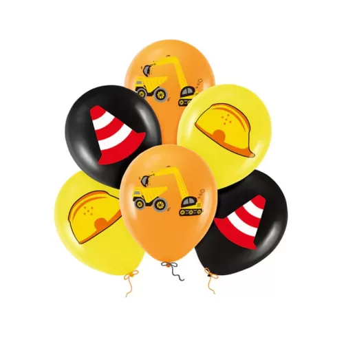 Μπαλόνια Εργοτάξιο κίτρινα/πορτοκαλί/μαύρα - 6τμχ.