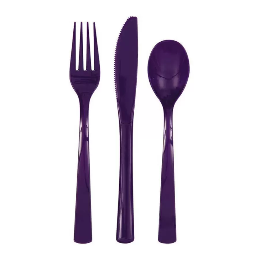 Σετ μαχαιροπίρουνα μοβ σκούρο - 18τμχ.