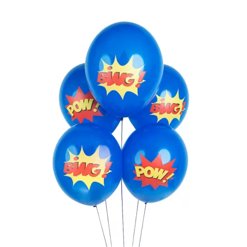 Μπαλόνια μπλε Σούπερ Ήρωες - 5τμχ.