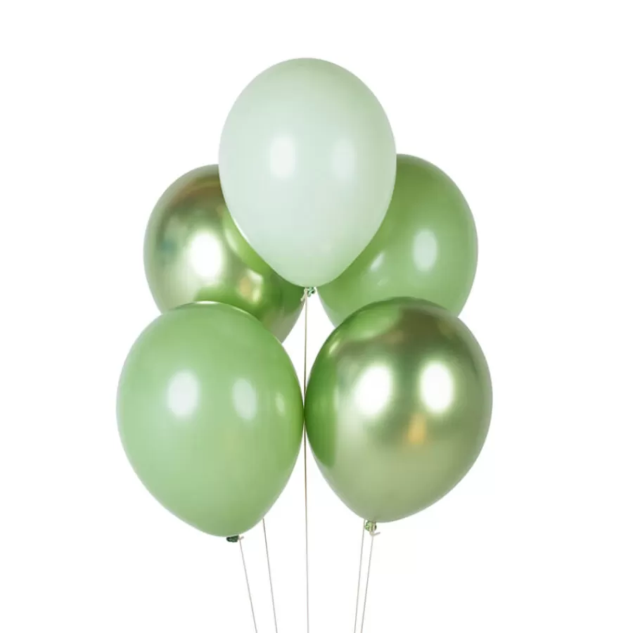 Μπαλόνια Γκριζοπράσινα ματ & chrome - 10τμχ.