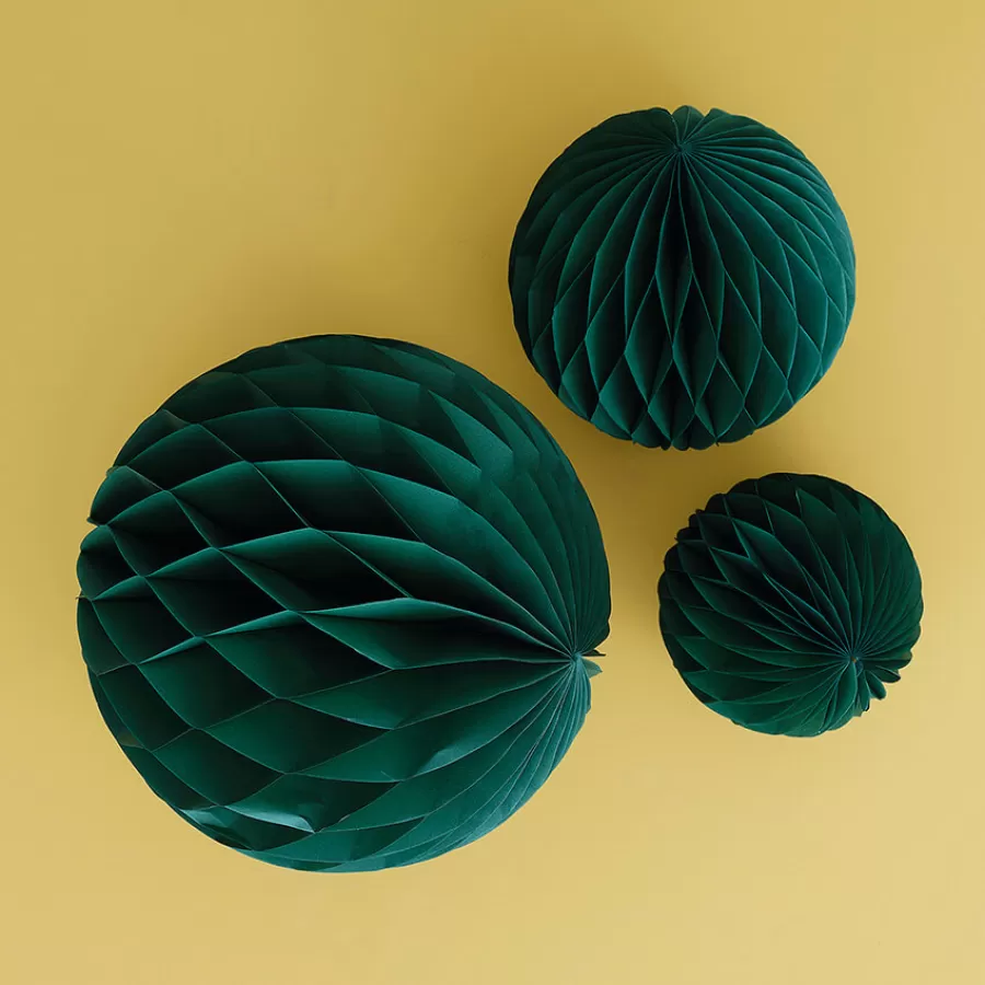 Σετ μπάλες διακοσμητικές honeycomb πράσινες - 3τμχ.