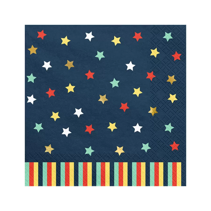 Χαρτοπετσέτες μπλε με αστεράκια πολύχρωμα - 12τμχ.