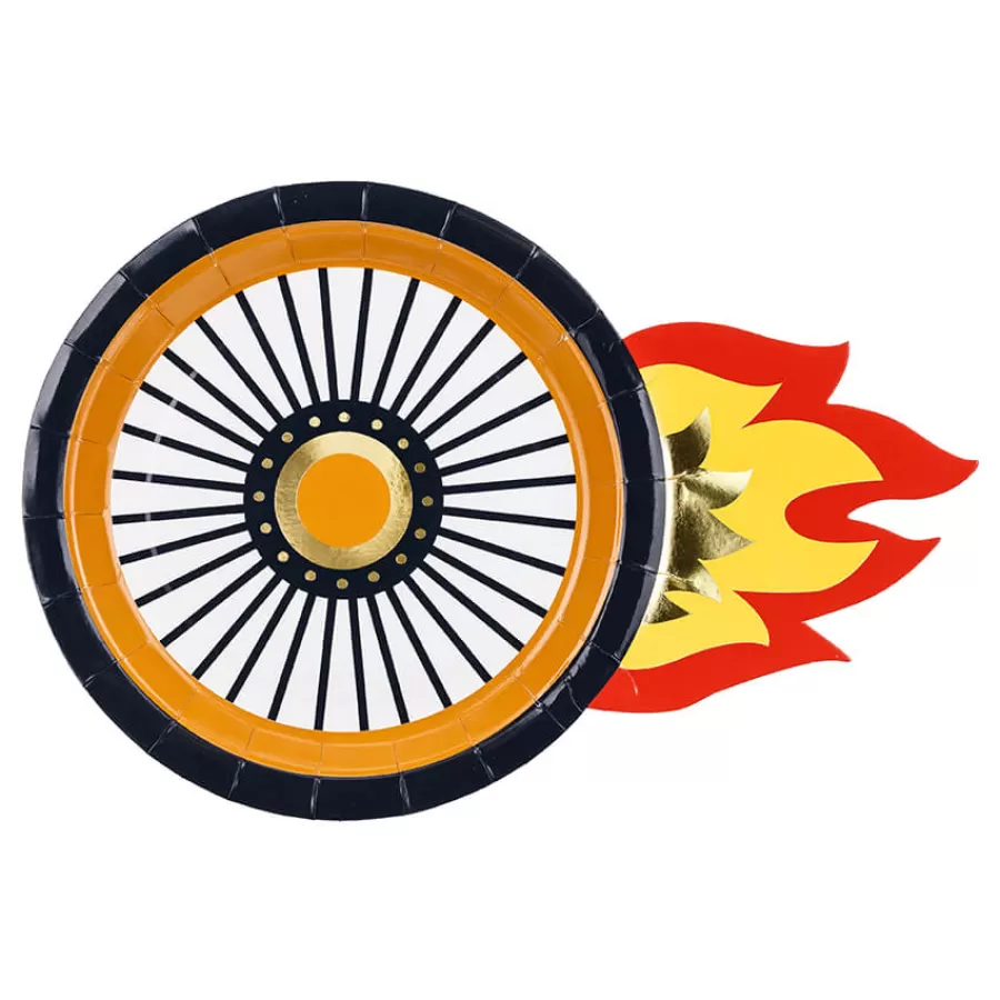 Χάρτινα πιάτα γλυκού Ρόδα Αγωνιστικού Αυτοκινήτου - 6τμχ.