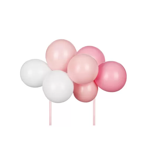 Διακόσμηση τούρτας - Μπαλόνια λευκά/ροζ