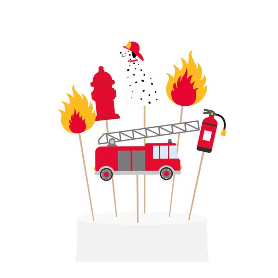 Διακοσμητικά για τούρτα Πυροσβέστης - 8τμχ.
