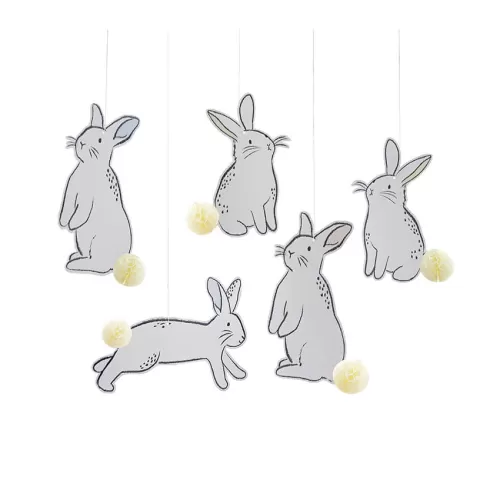 Κουνελάκια ασπρόμαυρα κρεμαστά - 5τμχ.