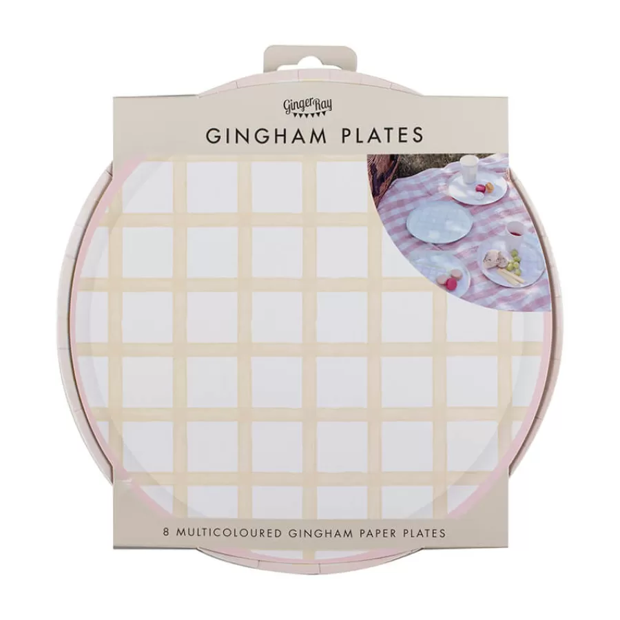 Χάρτινα πιάτα καρό παστέλ χρώματα - 8τμχ. Χάρτινα πιάτα καρό παστέλ χρώματα - 8τμχ.