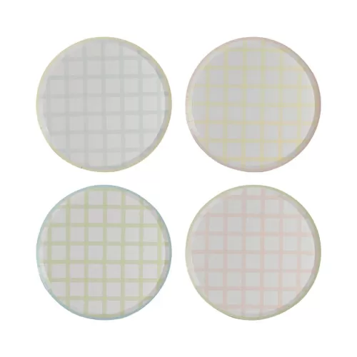 Χάρτινα πιάτα καρό παστέλ χρώματα - 8τμχ.