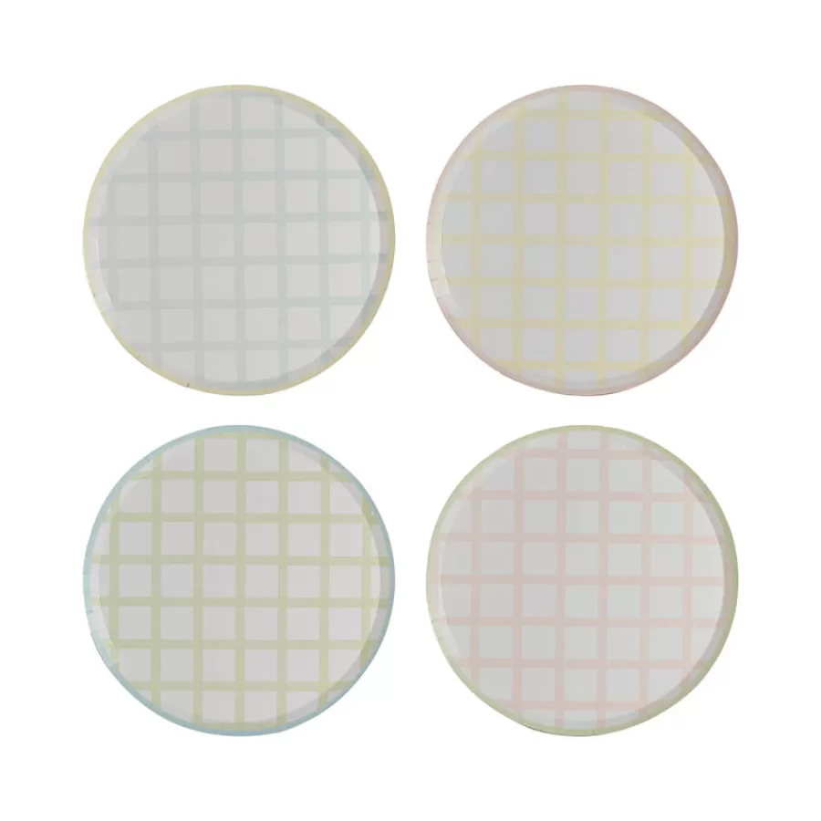 Χάρτινα πιάτα καρό παστέλ χρώματα - 8τμχ. Χάρτινα πιάτα καρό παστέλ χρώματα - 8τμχ.