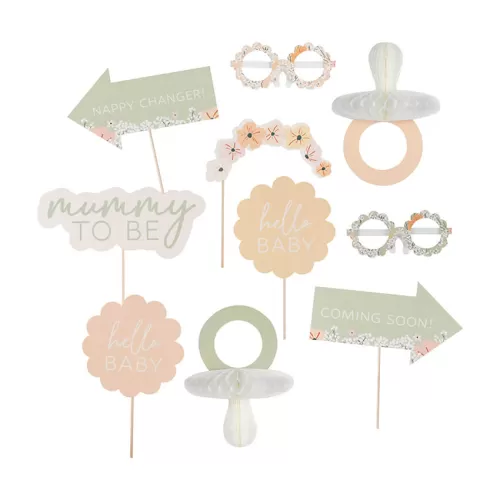 Photo Booth Props - Baby Shower Floral - 10τμχ.