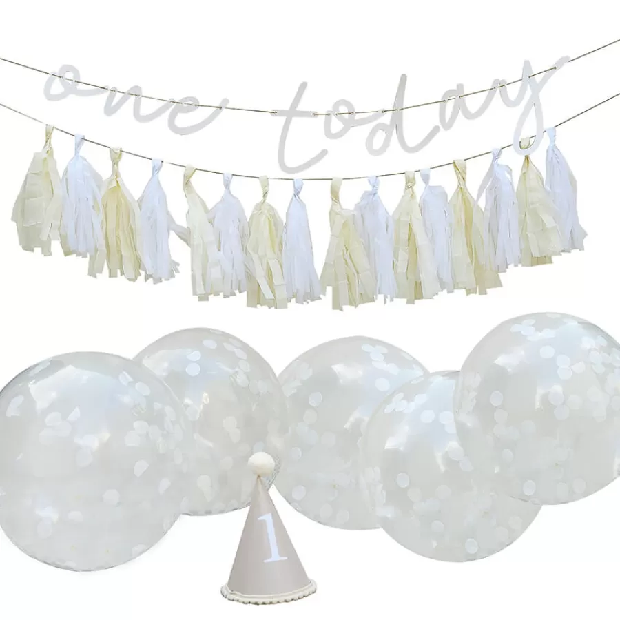 Σετ διακόσμησης για τα Πρώτα Γενέθλια κρεμ/λευκό - Cake Smash Kit Σετ διακόσμησης για τα Πρώτα Γενέθλια κρεμ/λευκό - Cake Smash Kit