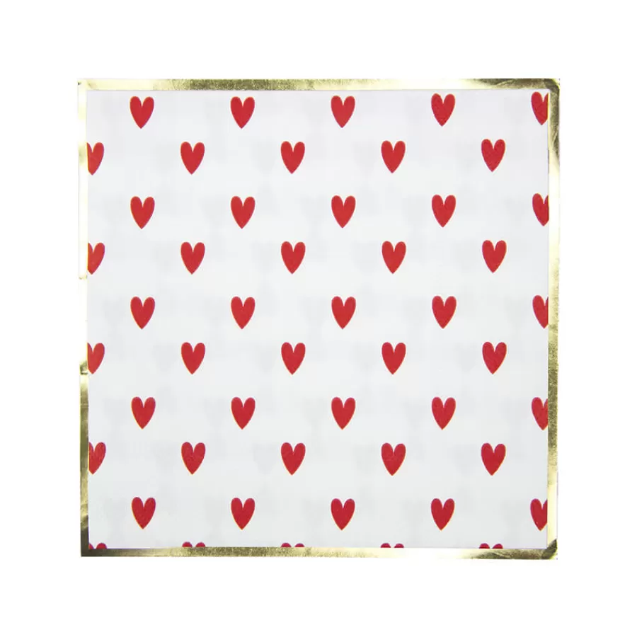 Χαρτοπετσέτες λευκές με κόκκινες καρδούλες & χρυσό περίγραμμα - 16τμχ. Χαρτοπετσέτες λευκές με κόκκινες καρδούλες & χρυσό περίγραμμα - 16τμχ.