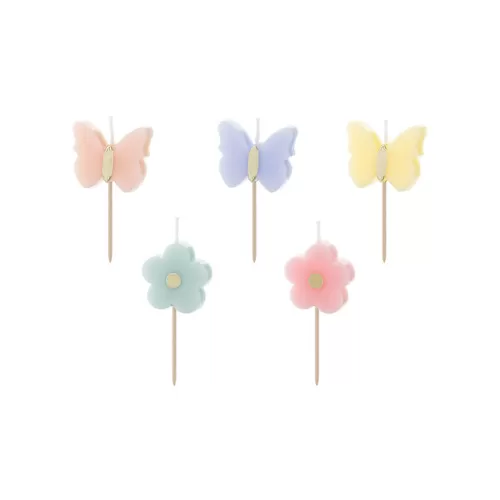 Κεράκια Πεταλούδες & Μαργαρίτες - 5τμχ.