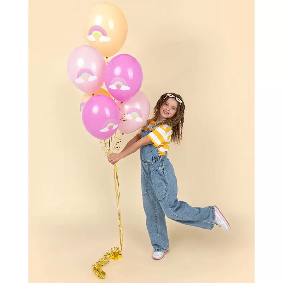 Μπαλόνια σομόν/ροζ/φούξια με ουράνιο τόξο - 6τμχ. Μπαλόνια σομόν/ροζ/φούξια με ουράνιο τόξο - 6τμχ.