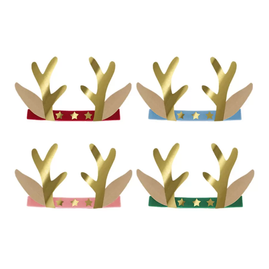 Κορδέλες βελούδινες με κέρατα ταράνδου - 8τμχ.