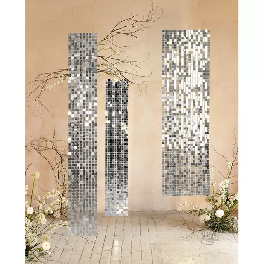 Πάνελ με πούλιες τετράγωνες ασημί για backdrop Πάνελ με πούλιες τετράγωνες ασημί για backdrop