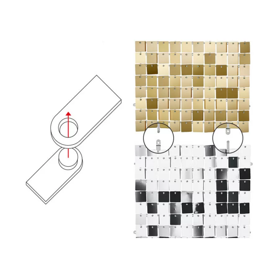 Πάνελ με πούλιες τετράγωνες ασημί για backdrop Πάνελ με πούλιες τετράγωνες ασημί για backdrop