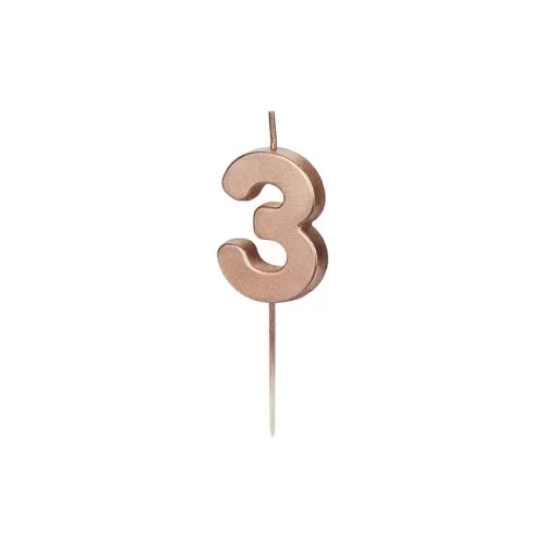 Κεράκι αριθμός 3 rose gold
