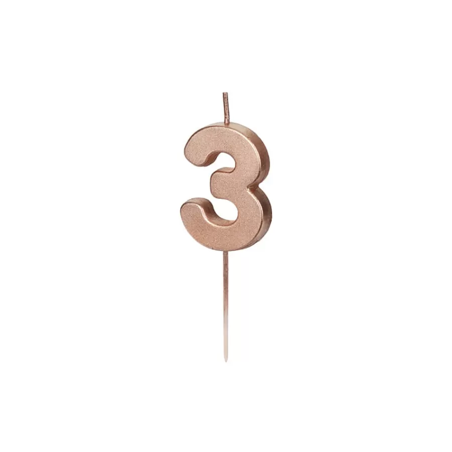 Κεράκι αριθμός 3 rose gold