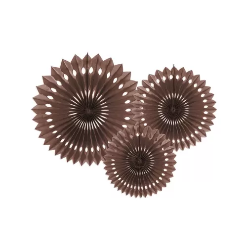 Χάρτινες βεντάλιες καφέ - 3τμχ.