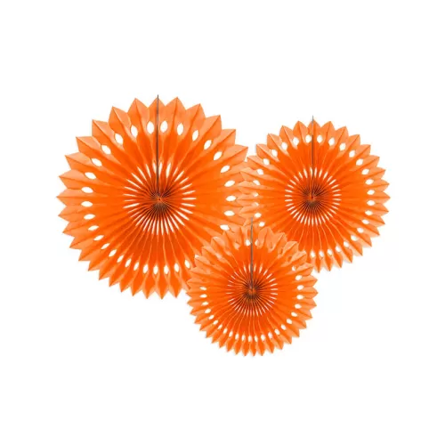 Χάρτινες βεντάλιες πορτοκαλί - 3τμχ.