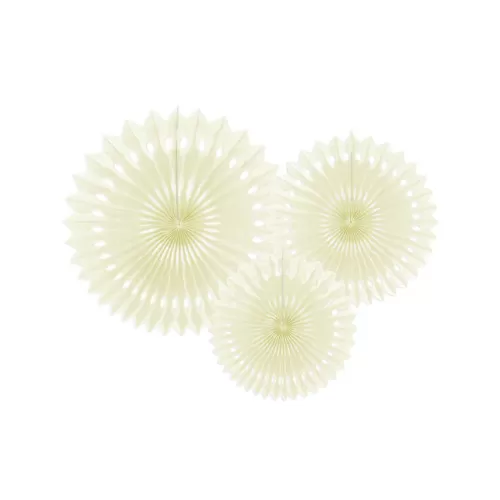 Χάρτινες βεντάλιες κρεμ - 3τμχ.