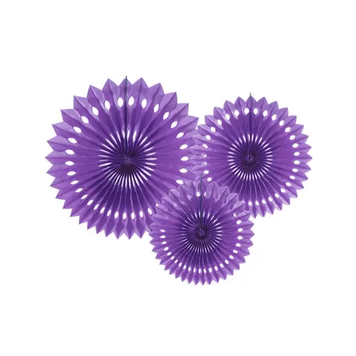 Χάρτινες βεντάλιες μοβ - 3τμχ.