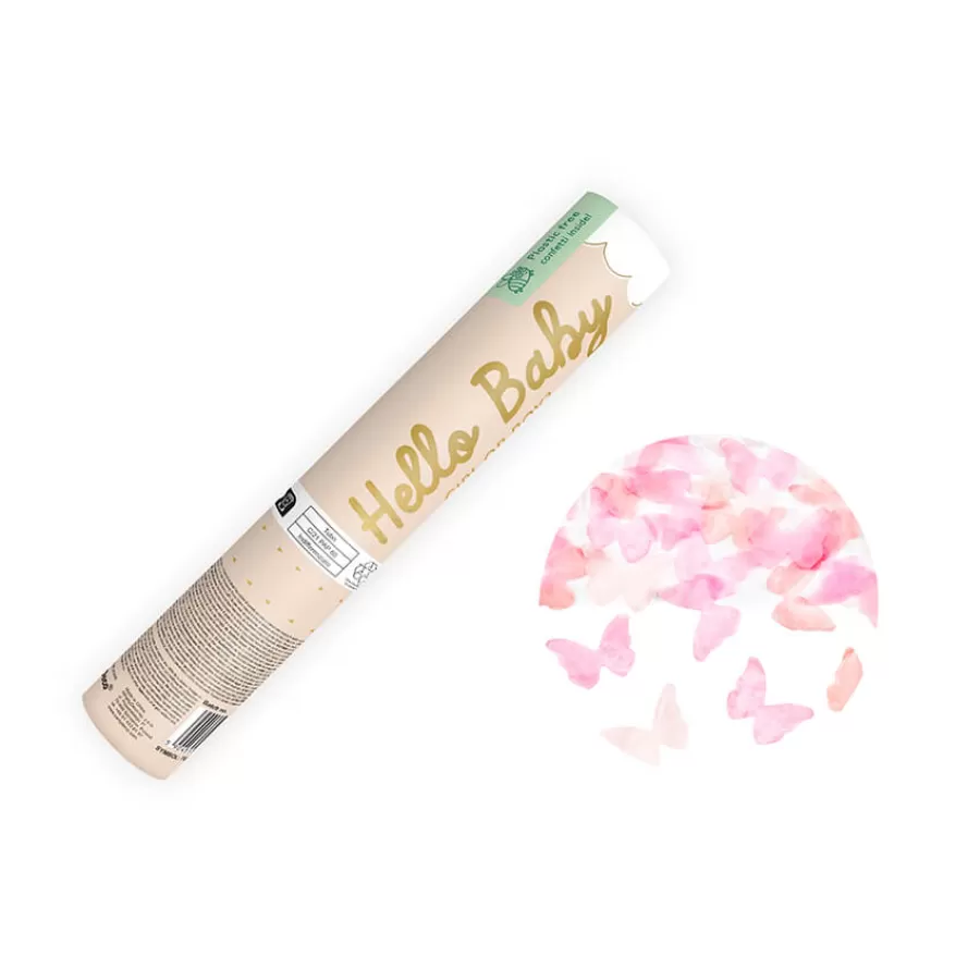 Κανονάκι mini Gender Reveal με ροζ πεταλούδες - 20εκ.