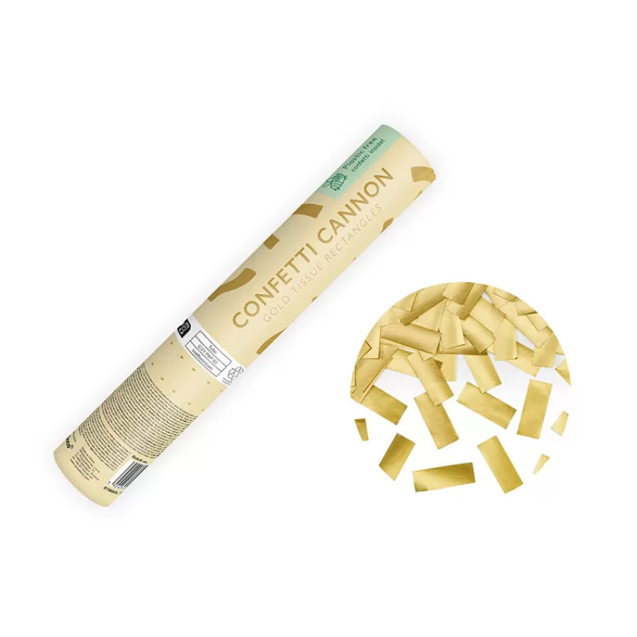 Κανονάκι mini με κονφετί λωρίδες χρυσές - 20εκ.