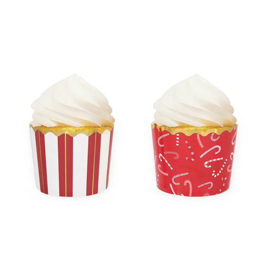 Θήκες διακοσμητικές για cupcakes ή γλυκίσματα Christmas Candy Canes - 50τμχ.