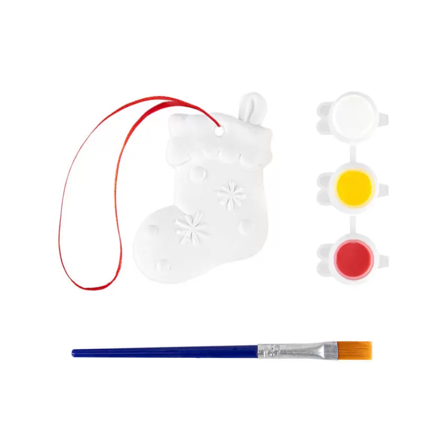 Στολιδάκι Χριστουγεννιάτικη Κάλτσα από γύψο με μπογιές