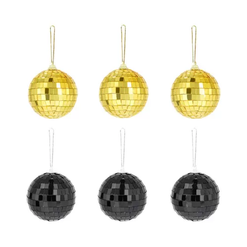 Disco Balls μαύρες & χρυσές 7εκ. - 6τμχ.