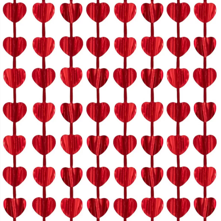 Κουρτίνα διακοσμητική με καρδούλες κόκκινες - 100x200εκ.