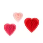 Καρδιές honeycomb διακοσμητικές ροζ/φούξια/κόκκινη - 3τμχ.