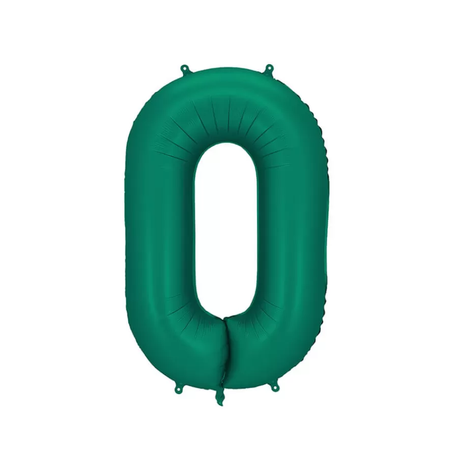 Μπαλόνι Αριθμός 0 πράσινο σατινέ - 86εκ.