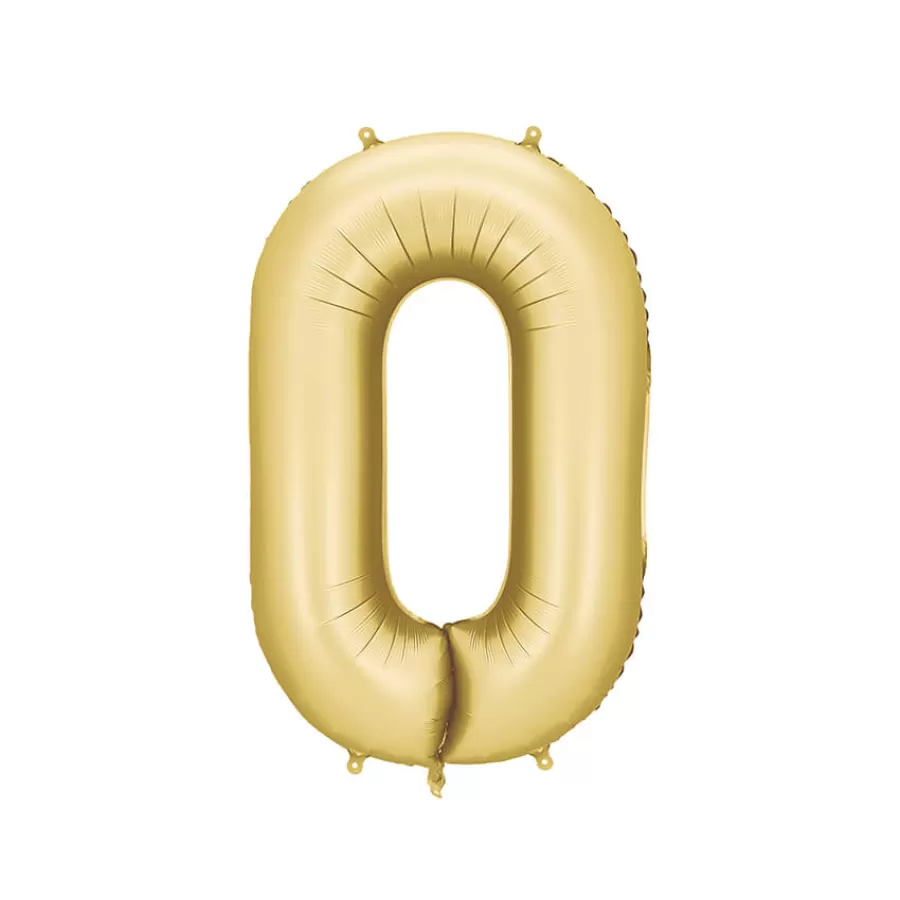 Μπαλόνι Αριθμός 0 χρυσό σατινέ - 86εκ.