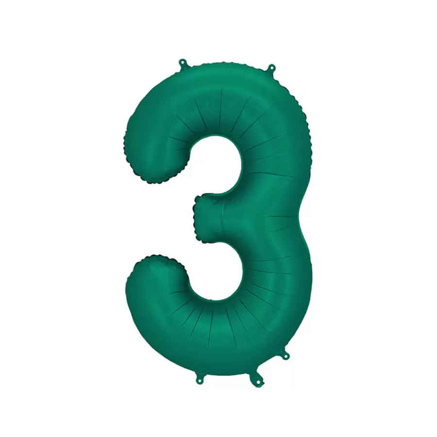 Μπαλόνι Αριθμός 3 πράσινο σατινέ - 86εκ.
