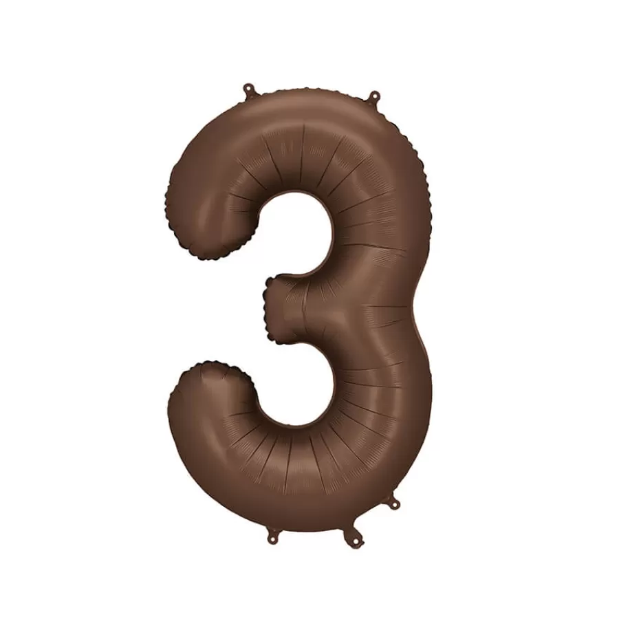 Μπαλόνι Αριθμός 3 καφέ σατινέ - 86εκ. Μπαλόνι Αριθμός 3 καφέ σατινέ - 86εκ.